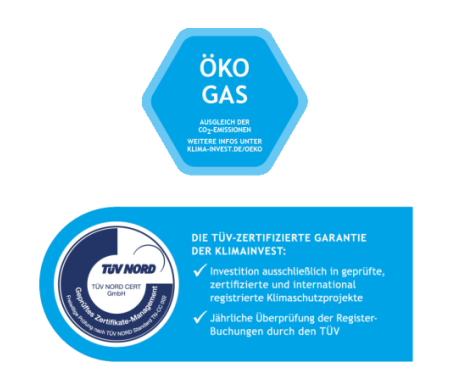 TÜV-Zertifizierung für CO2-neutrales Gas von EWE