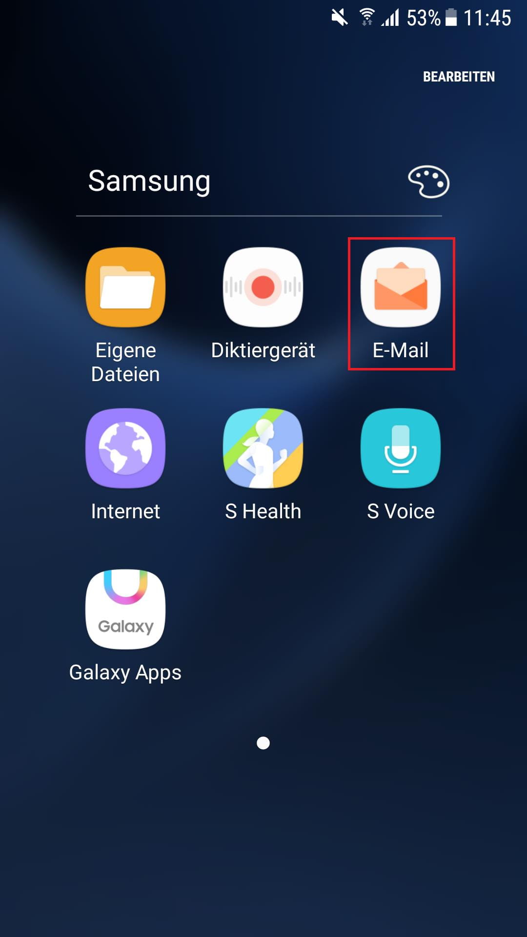 Samsung E-Mail App öffnen