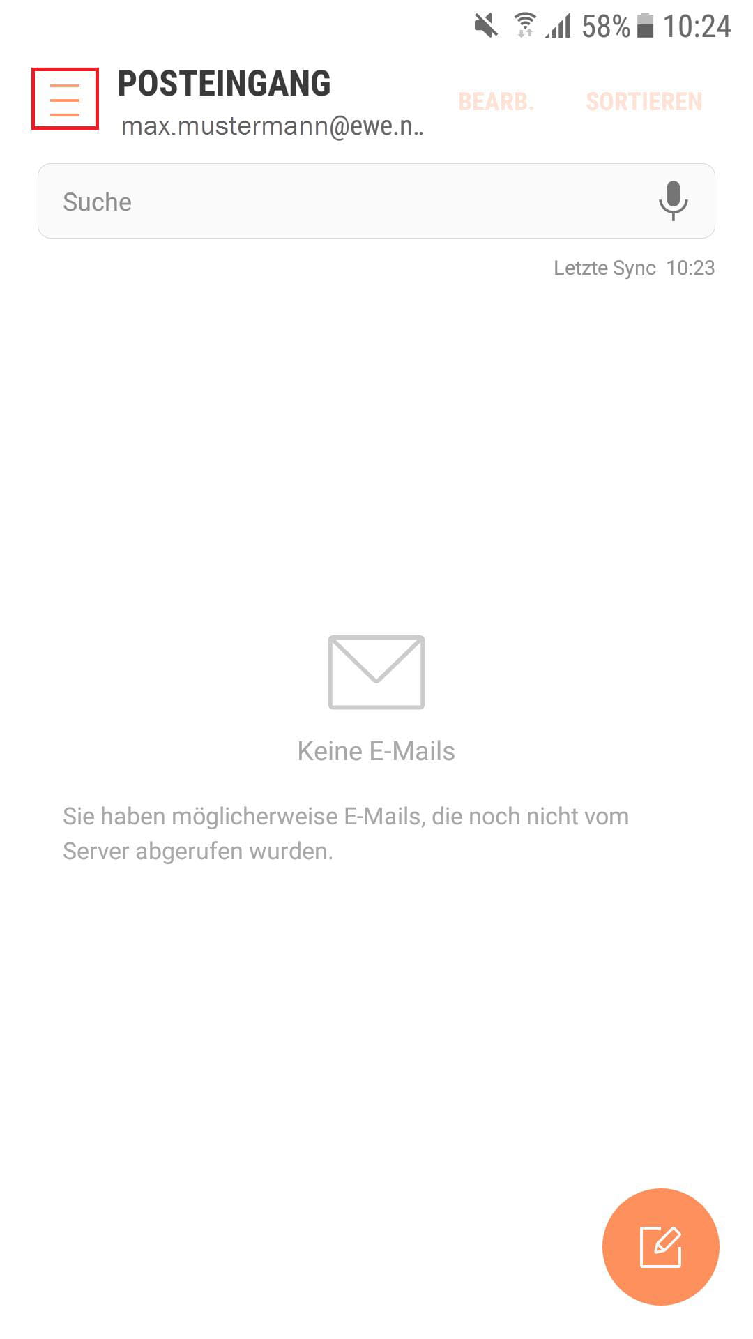Ordner E-Mail Konto aufrufen