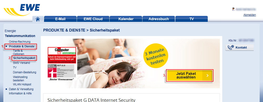 Mein EWE - Produkte und Dienste - Sicherheitspaket